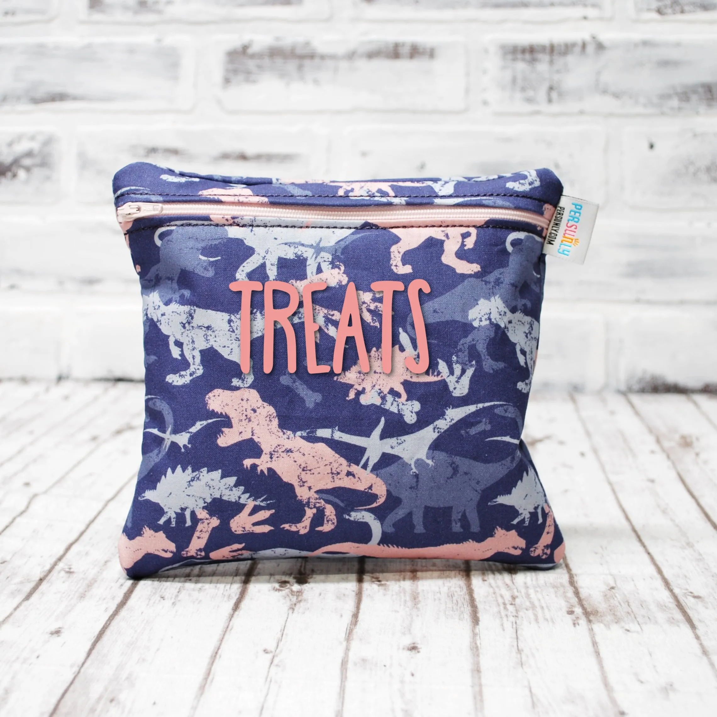 Purple Pink Dinosaur Personalized Reusable Food Bag
