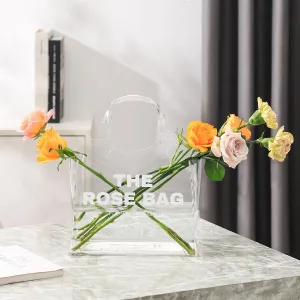 Purse Vase, Bag Vase for Flowers, White Acrylic Vase, Modern Flower Vase, Aesthetic Vase for Flowers, Decorative Tote Bag Vase for Wedding, Living Room, Bedroom, Table, Office(Tote Bag)