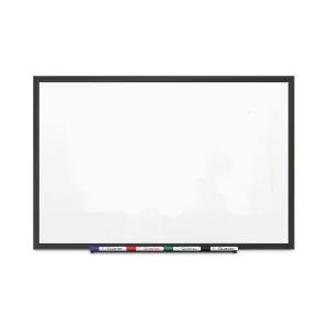 Quartet® Classic Series Porcelain Magnetic Dry Erase Board, 48" x 36", White Surface, Black Aluminum Frame