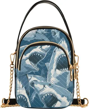 Quilted Crossbody Bags for Women,Fierce Sharks Women's Crossbody Handbags Small Travel Purses Phone Bag