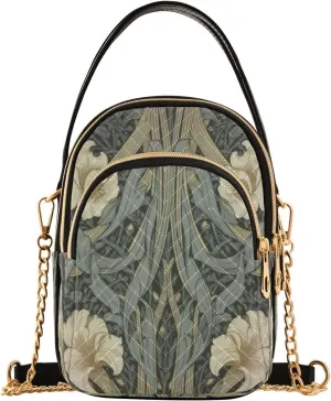 Quilted Crossbody Bags for Women,William Morris Flowers Print Women's Crossbody Handbags Small Travel Purses Phone Bag