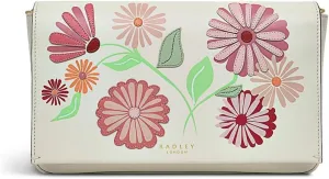 RADLEY London Columbia Grove Floral Women's Small Leather Flapover Crossbody Bag, Chalk