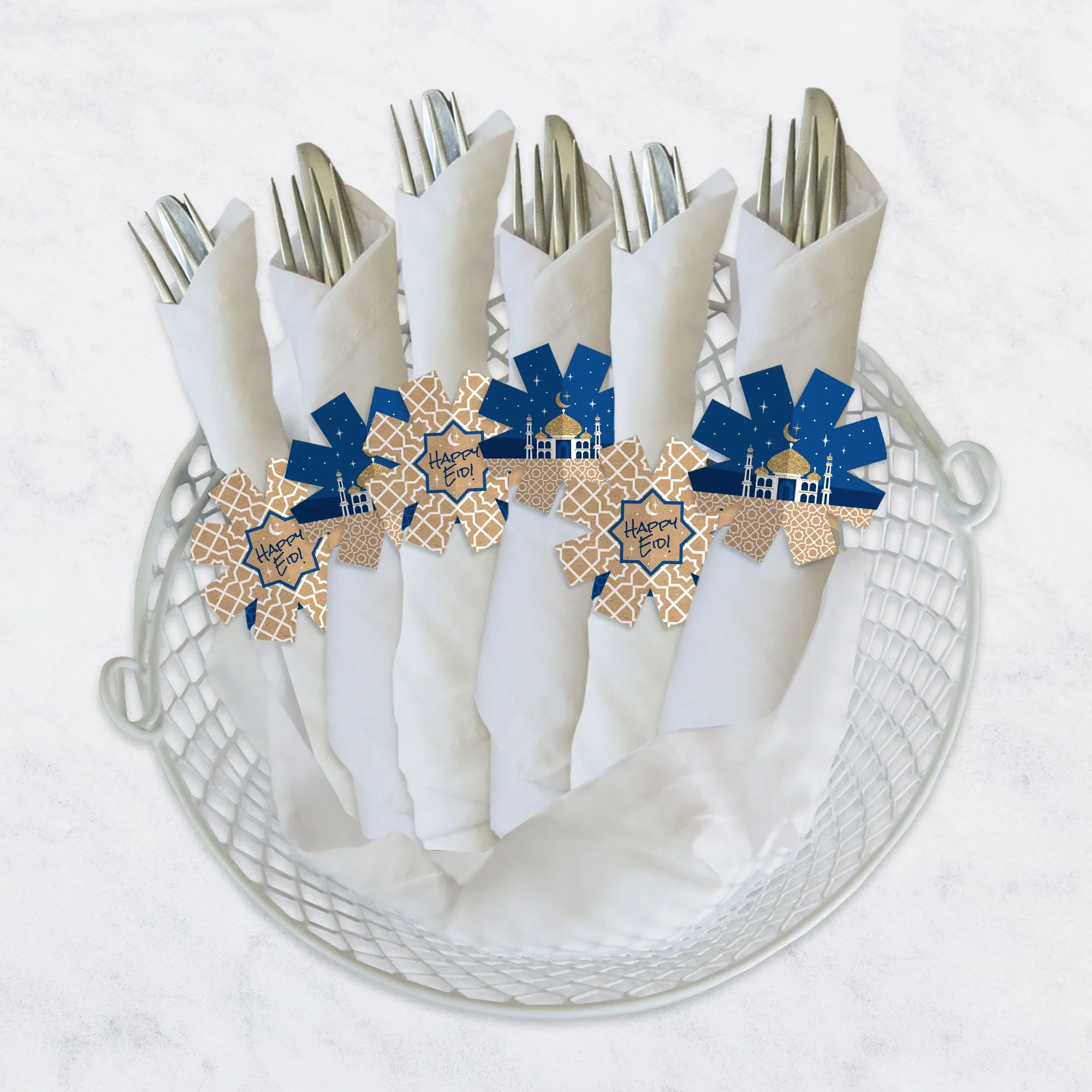 Ramadan - Eid Mubarak Party Paper Napkin Holder - Napkin Rings - Set of 24