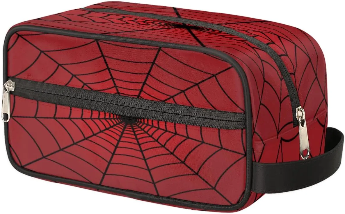 Red Spiders Web Toiletry Bag,Travel Cosmetic Bag,Hanging Makeup Bag,TSA Approved Hygiene Bag Waterproof Shave Dopp Kit Organizer for Toiletries Shower Bathroom Carry-on Accessories Gifts