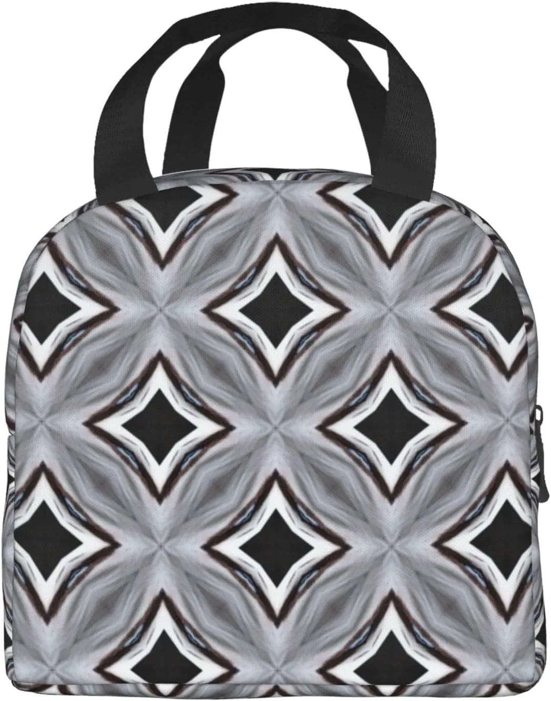 Regular Angular Matrix Pattern Lunch Bag, Large Capacity Reusable Insulated Cooler Lunch Container For Work Office Picnic Or Travel