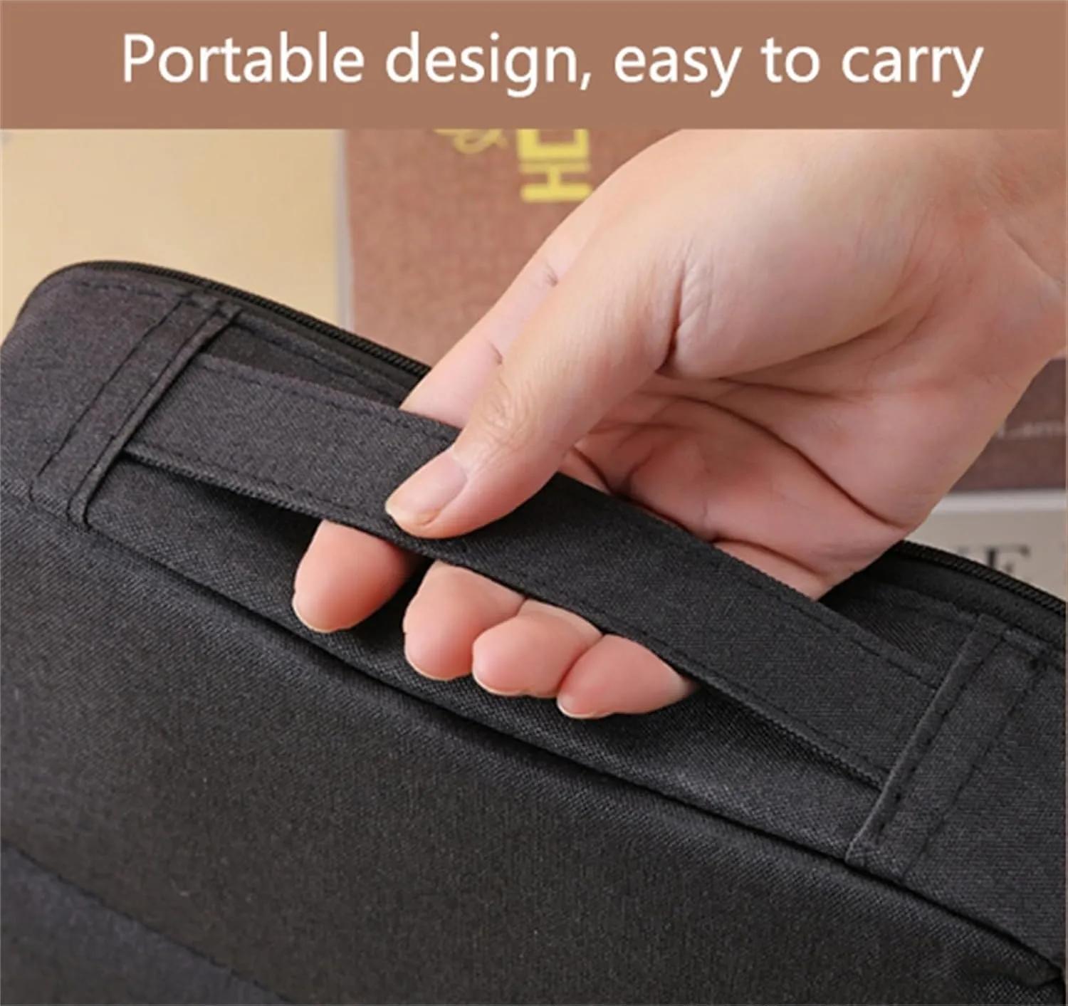 Relevanton Standing Makeup Bag, Mysite Standing Makeup Bag Portable, Vertical Makeup Organizer Bag, Large Capacity, Oxford Cloth Storage Bags, Waterproof with Compartments (Black)