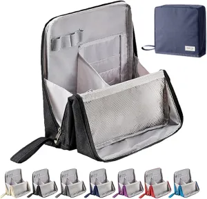 Relevanton Standing Makeup Bag, Mysite Standing Makeup Bag Portable, Vertical Makeup Organizer Bag, Large Capacity, Oxford Cloth Storage Bags, Waterproof with Compartments (Black)