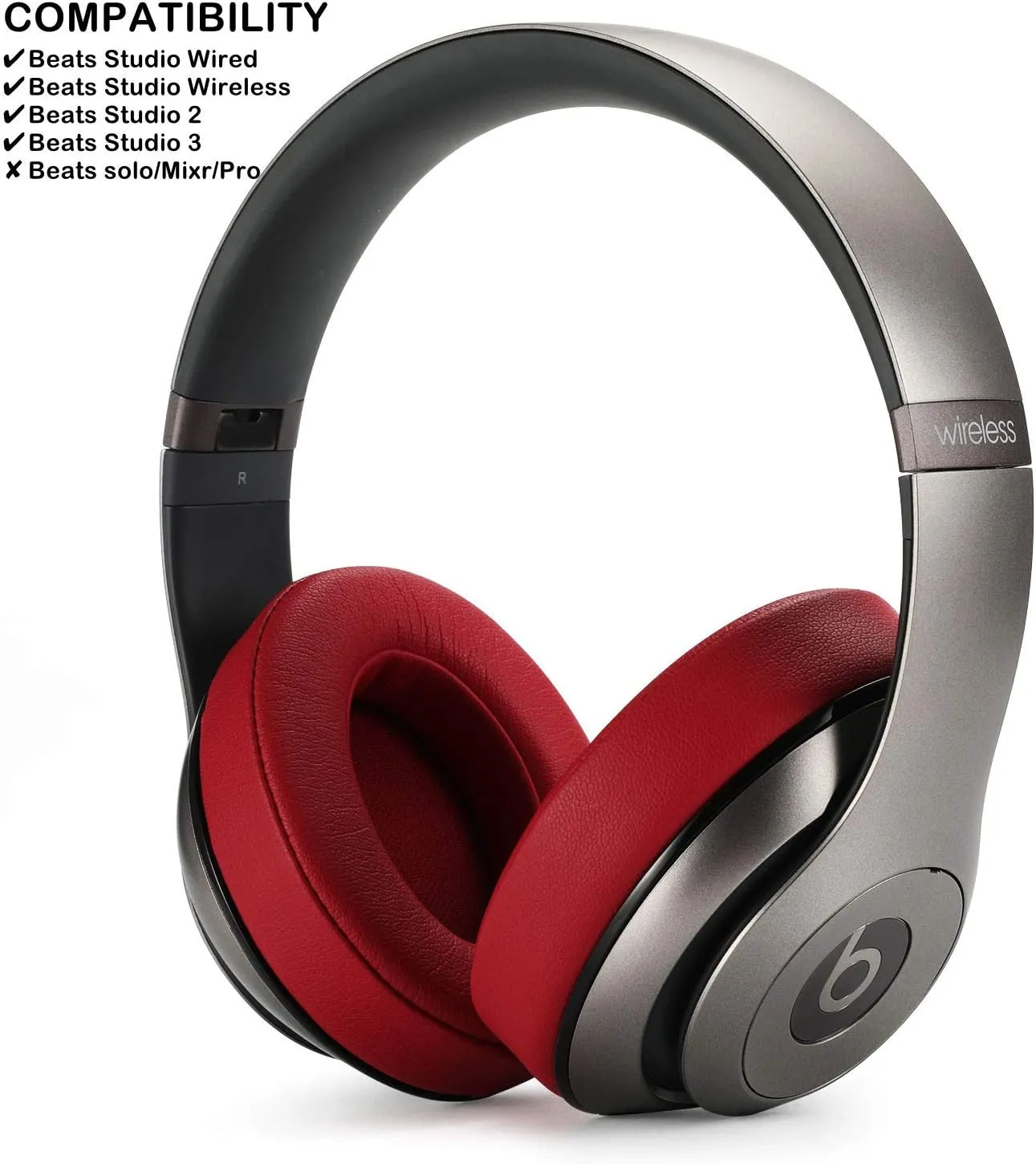 Replacement Earpad Cover,Cypher.V Ear Cushion Pads Compatible with Beats Studio 2.0 and Studio 3.0 Over Ear Headphones by Dr.DRE 1 Pair (Wine Red)