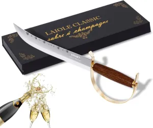 Resafy Champagne Saber Knife Olive Wood Handle Champagne Sword Wine Opener With Gift Case