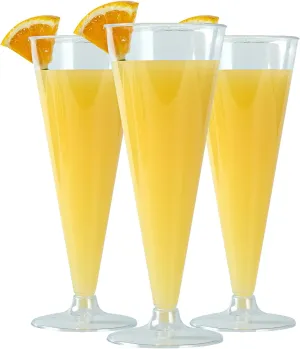 Restaurantware RW Base 6.5 Ounce Toasting Glasses 100 Disposable Champagne Flutes - With A Removal Base Premium Clear Plastic Cocktail Glasses Serve Sparkling Wine For Parties