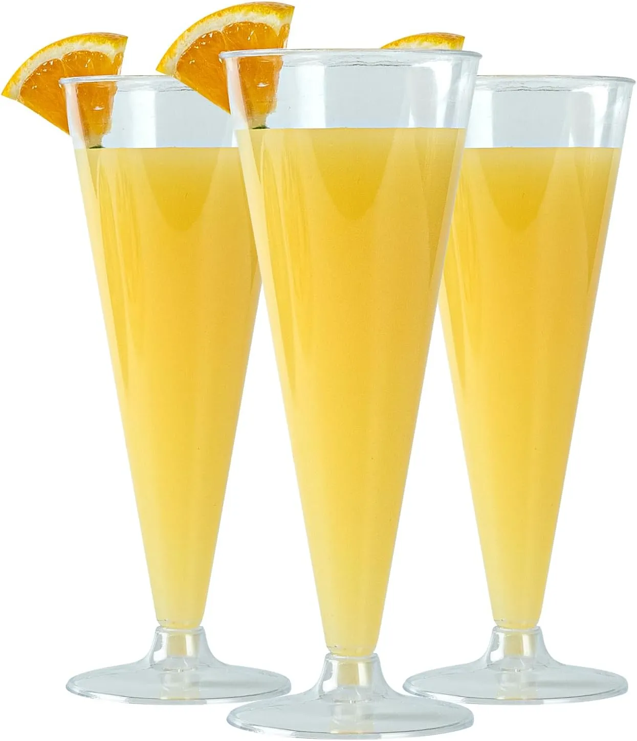 Restaurantware RW Base 6.5 Ounce Toasting Glasses 100 Disposable Champagne Flutes - With A Removal Base Premium Clear Plastic Cocktail Glasses Serve Sparkling Wine For Parties