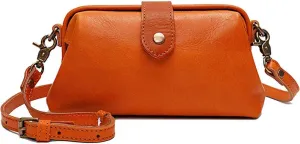 Retro Handmade Doctor Bag Crossbody Bag Women Vintage Leather Crossbody Shoulder Bag (Brown)
