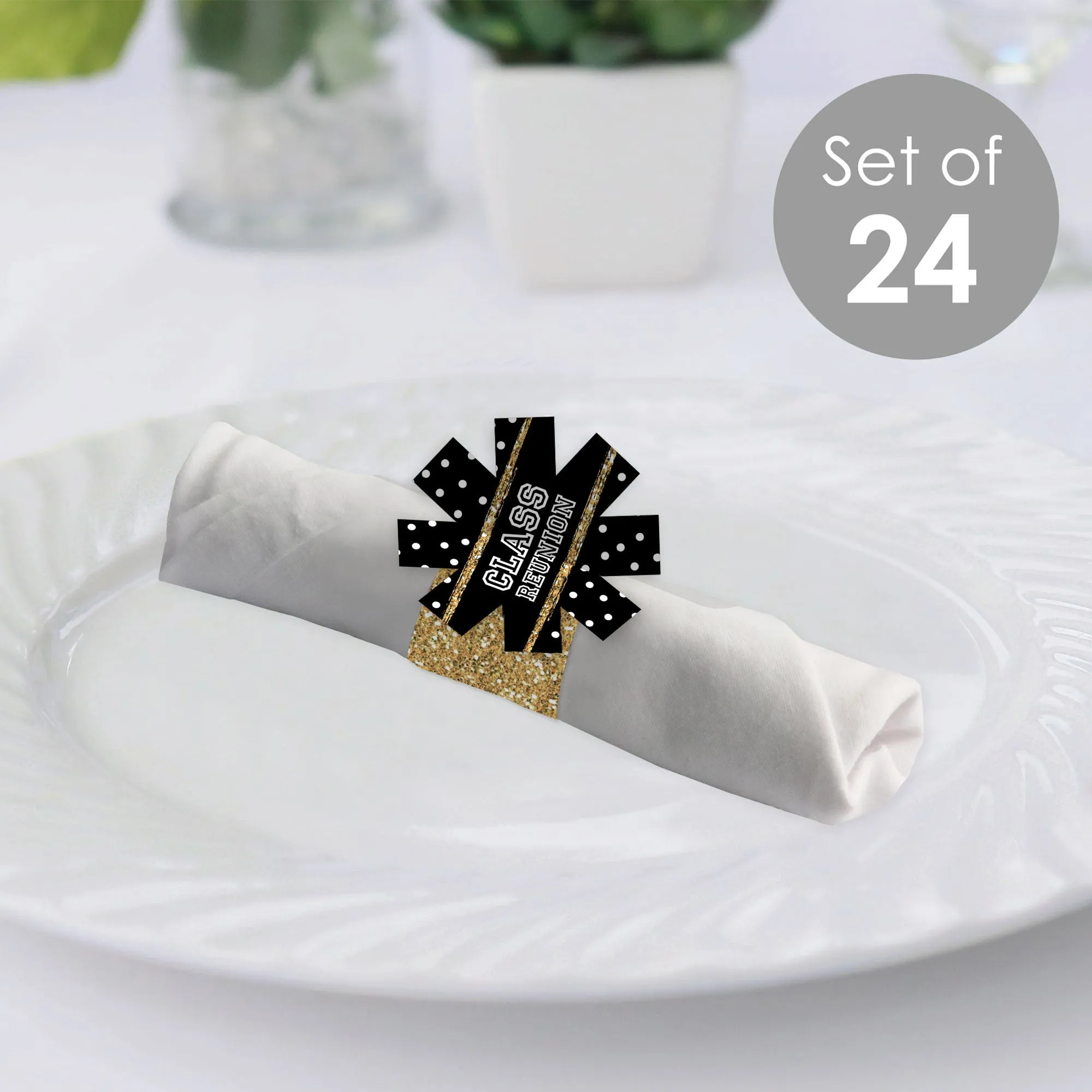 Reunited - School Class Reunion Party Paper Napkin Holder - Napkin Rings - Set of 24