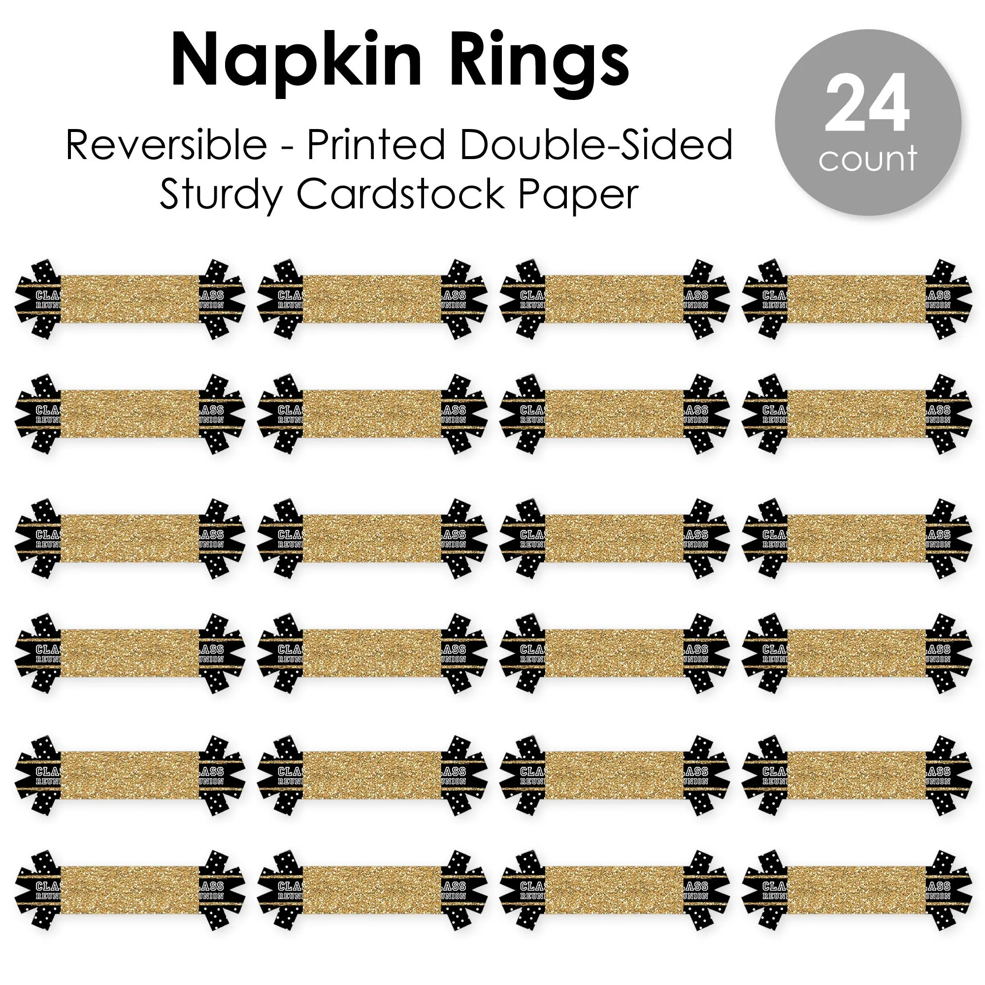 Reunited - School Class Reunion Party Paper Napkin Holder - Napkin Rings - Set of 24