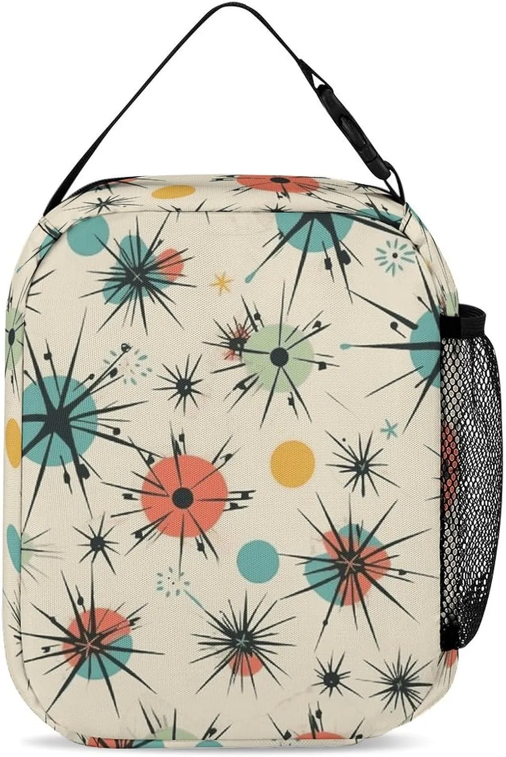Reusable Insulated Lunch Bag Atomic Stars Retro Pattern Leakproof Portable Lunch Box for Women Men Work Office Picnic Travel