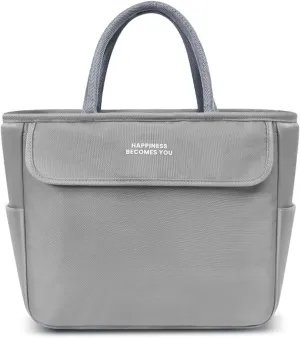Reusable Insulated Lunch Bag for Women/Man - Stylish, Large-Capacity, Leak-proof Lunch Tote Bag for Work, Picnics, Parties, Travel (Gery)