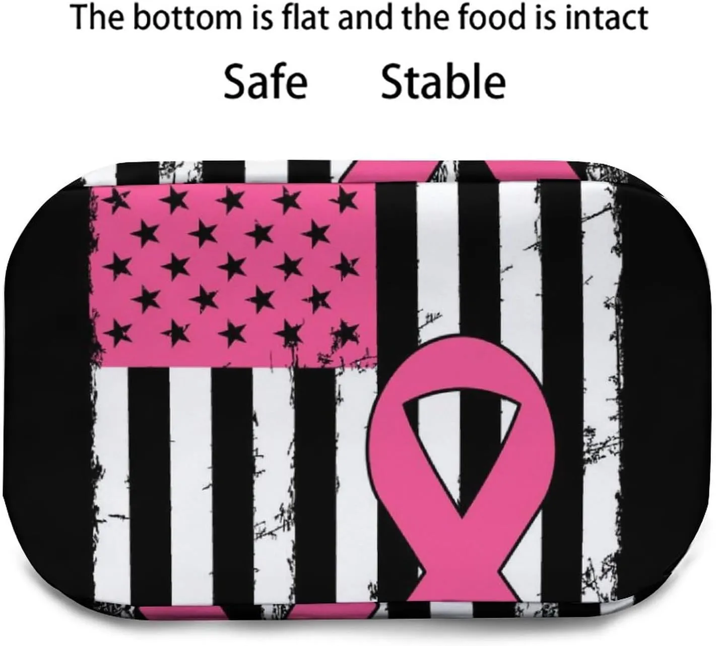 Reusable Lunch Bag for Men, Leakproof Insulated Lunch Totes Portable Travel Picnic Lunchbox Breast Cancer Awareness Pink Ribbon American Flag Thermal Cooler Bag with Adjustable Strap