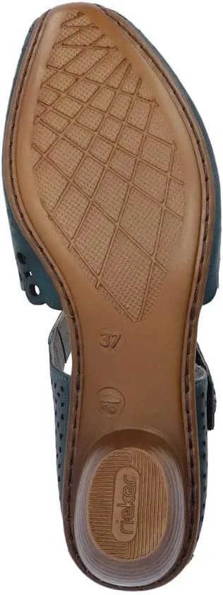 Rieker 43753 Mirjam Women's Mary Jane Heels - Low-Heel Leather Shoes with Adjustable Ankle Strap & Laser-Cut Design - Comfortable Women’s Heels for Casual & Dressy Wear