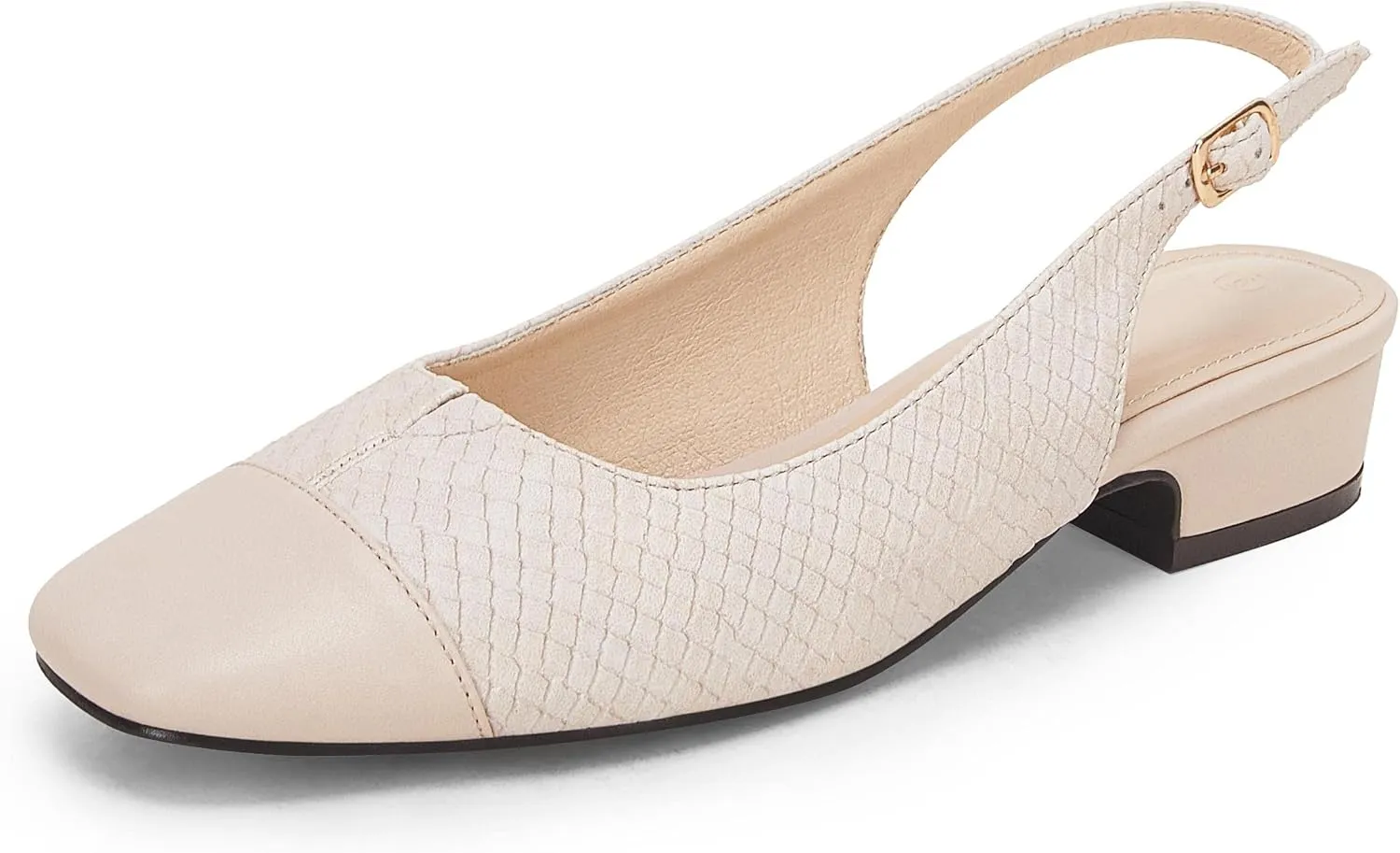 Rilista Women's Slingback Low Heels Closed Toe Chunky Block Heel Comfortable Office Dress Pumps Shoes
