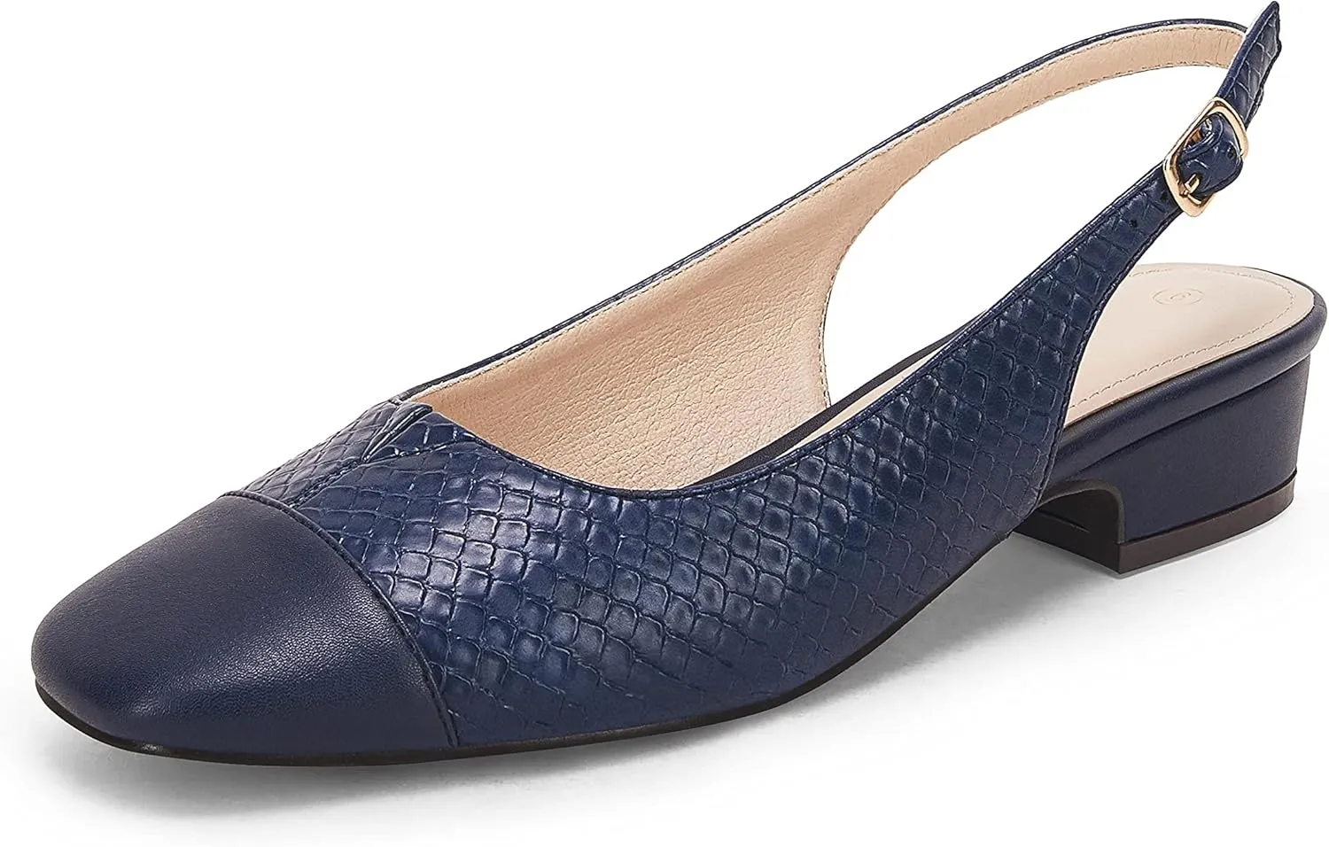 Rilista Women's Slingback Low Heels Closed Toe Chunky Block Heel Comfortable Office Dress Pumps Shoes