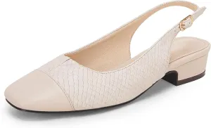 Rilista Women's Slingback Low Heels Closed Toe Chunky Block Heel Comfortable Office Dress Pumps Shoes