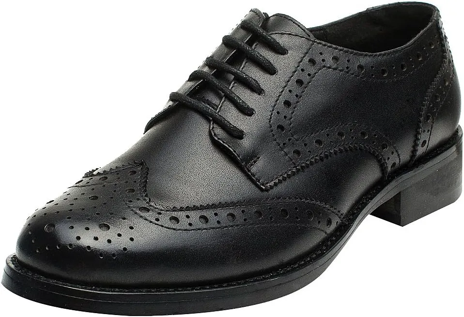 rismart Women's Brogue Pointed Toe Wingtips Work&Wedding Dress Leather Oxfords Shoes
