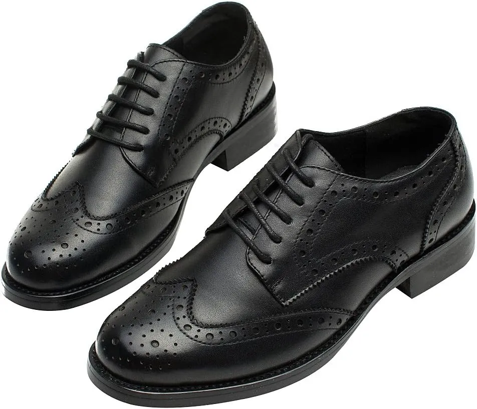 rismart Women's Brogue Pointed Toe Wingtips Work&Wedding Dress Leather Oxfords Shoes