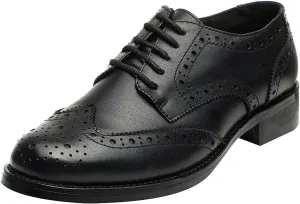 rismart Women's Brogue Pointed Toe Wingtips Work&Wedding Dress Leather Oxfords Shoes