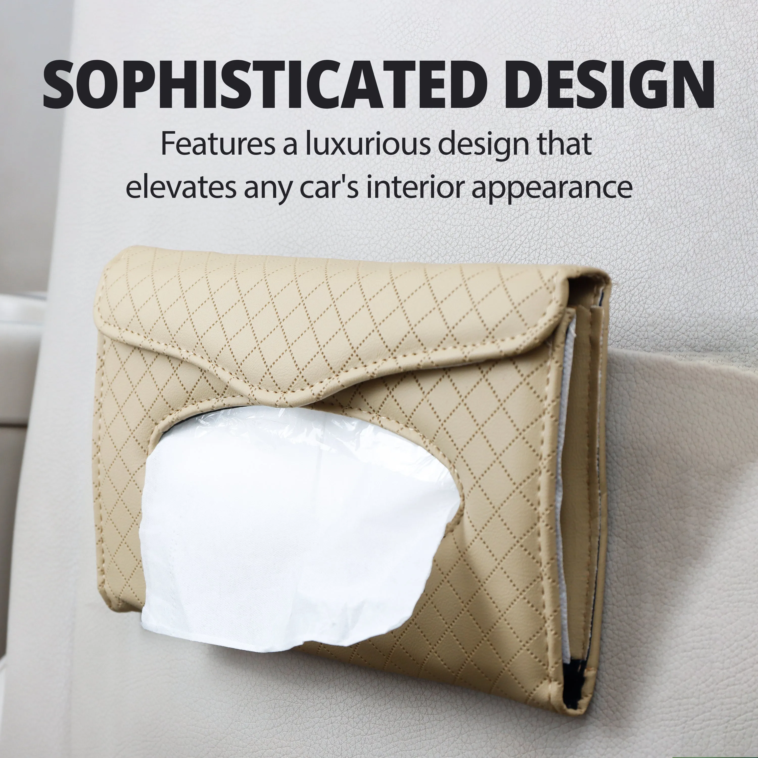 Robustt Car Sun Visor Tissue Holder - Beige