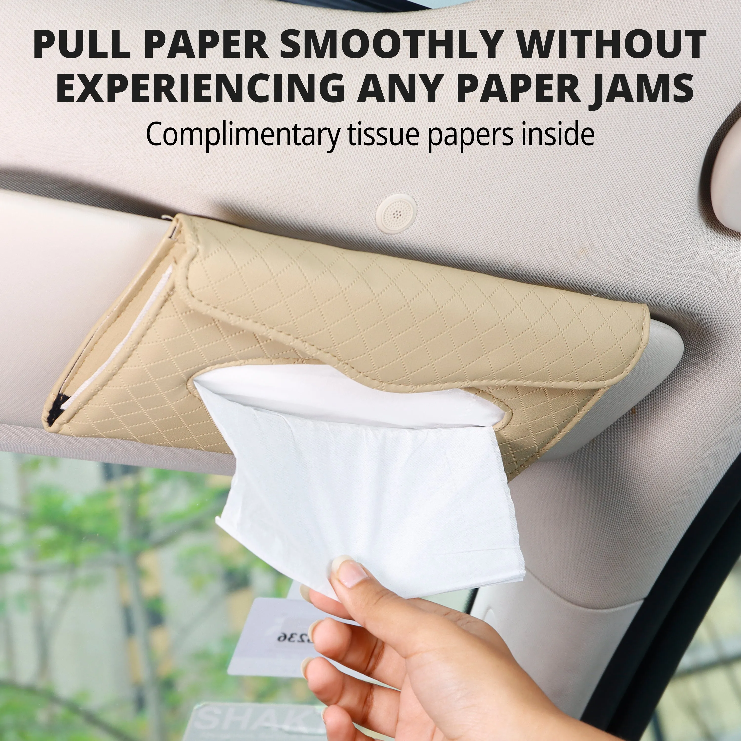 Robustt Car Sun Visor Tissue Holder - Beige
