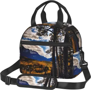 Rocky Mountain Range print Bag for Lunch Fit for office work picnic travelling insulated lunch bag