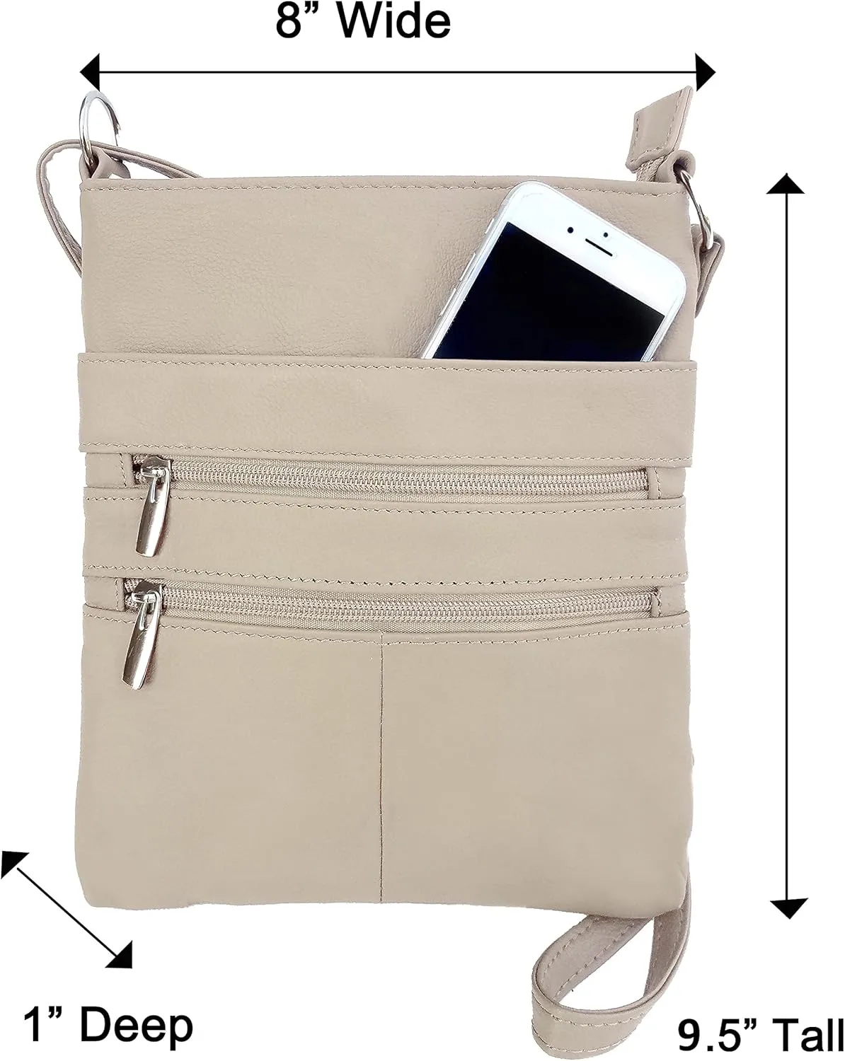 Roma Leathers Cross Body Purse - Premium Quality Leather - Designed in USA