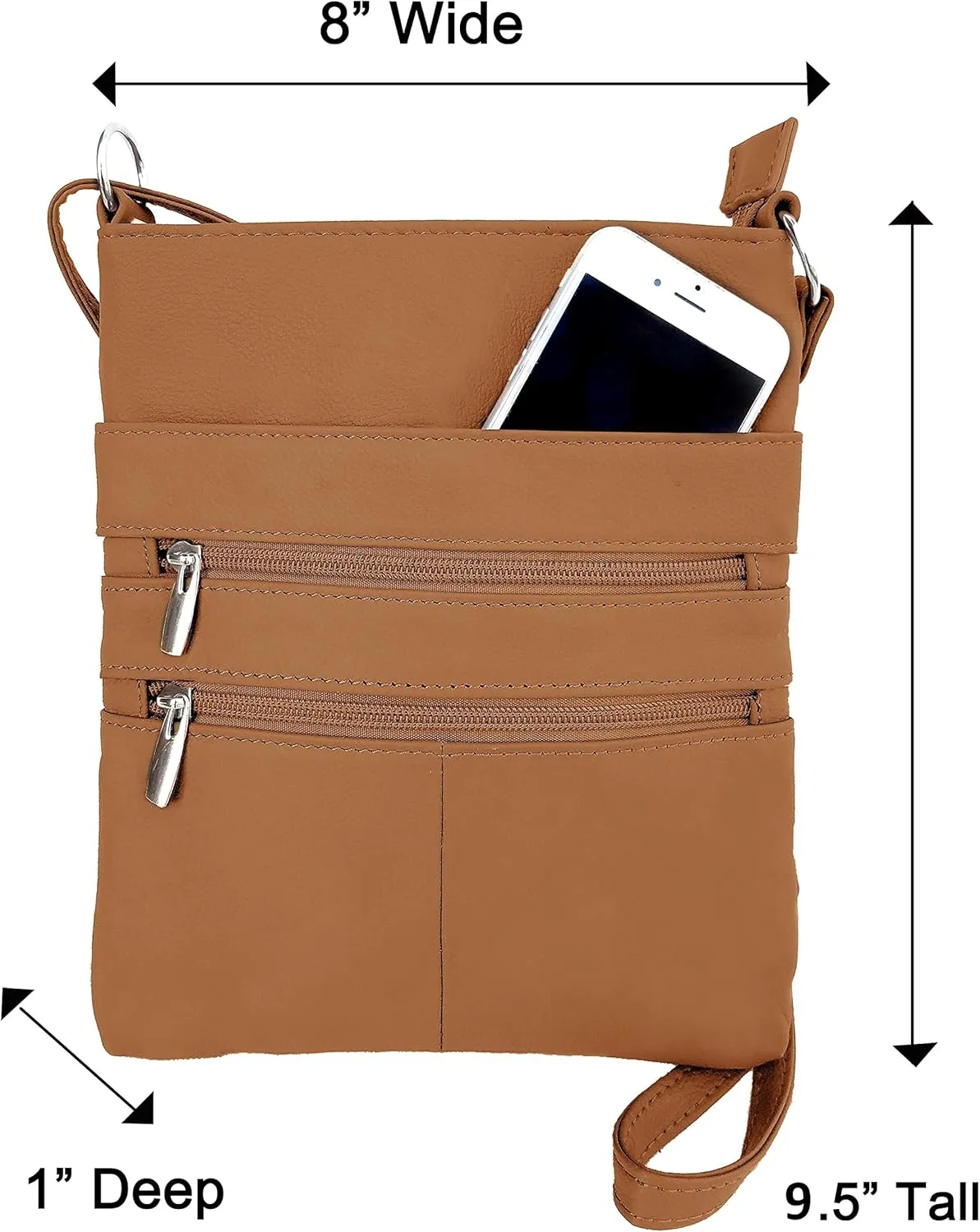 Roma Leathers Cross Body Purse - Premium Quality Leather - Designed in USA
