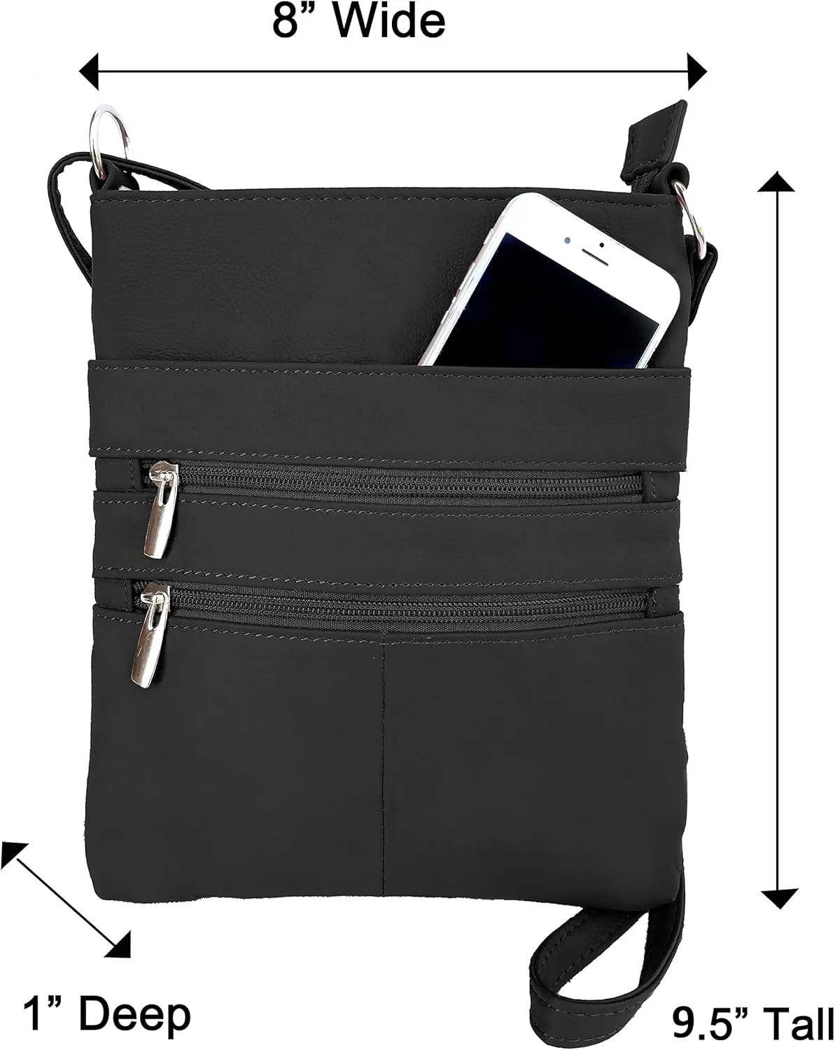 Roma Leathers Cross Body Purse - Premium Quality Leather - Designed in USA