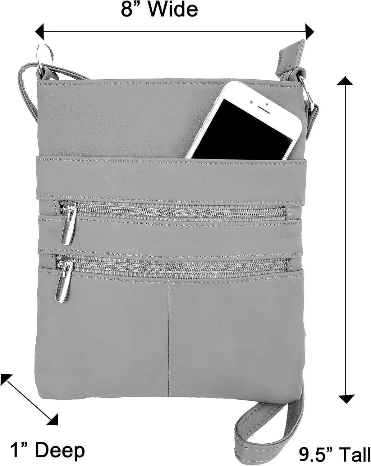Roma Leathers Cross Body Purse - Premium Quality Leather - Designed in USA