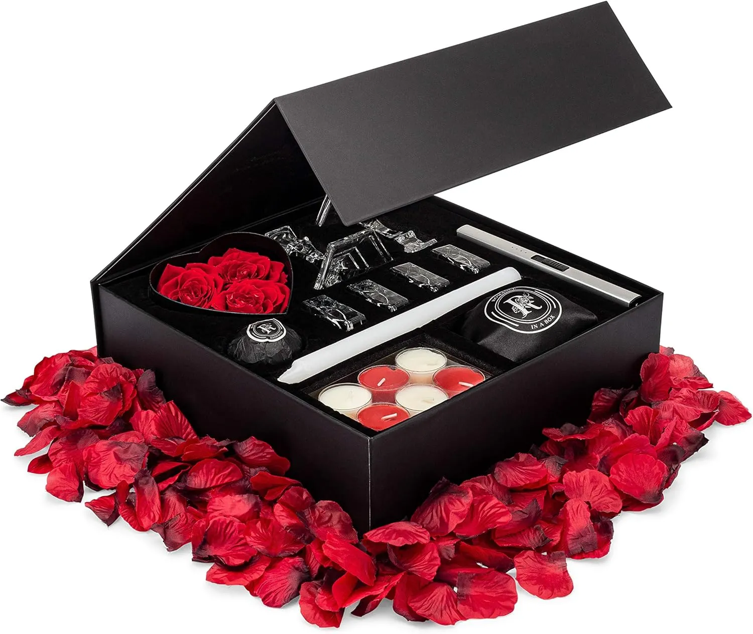 Romance Helpers Romance-in-a-Box Romantic Gift Box Romantic Decorations for Special Night | Romantic Basket with Candles and Rose Petals