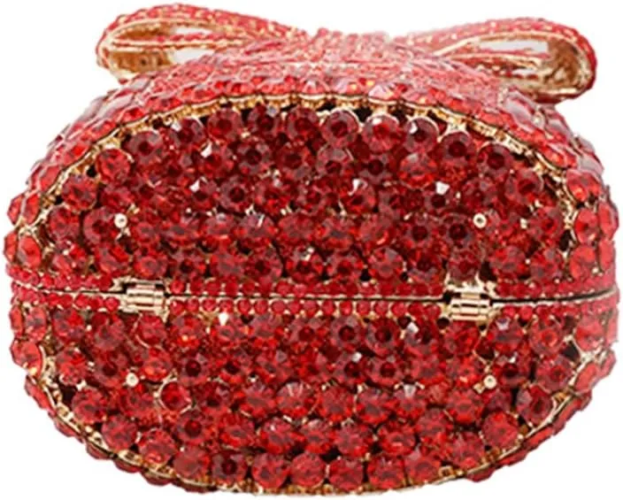 RomanticDesign Women Champagne Bottle Rhinestone Evening Clutch Bride Purse Chic Bowknot Crystal Handbag for Party Prom