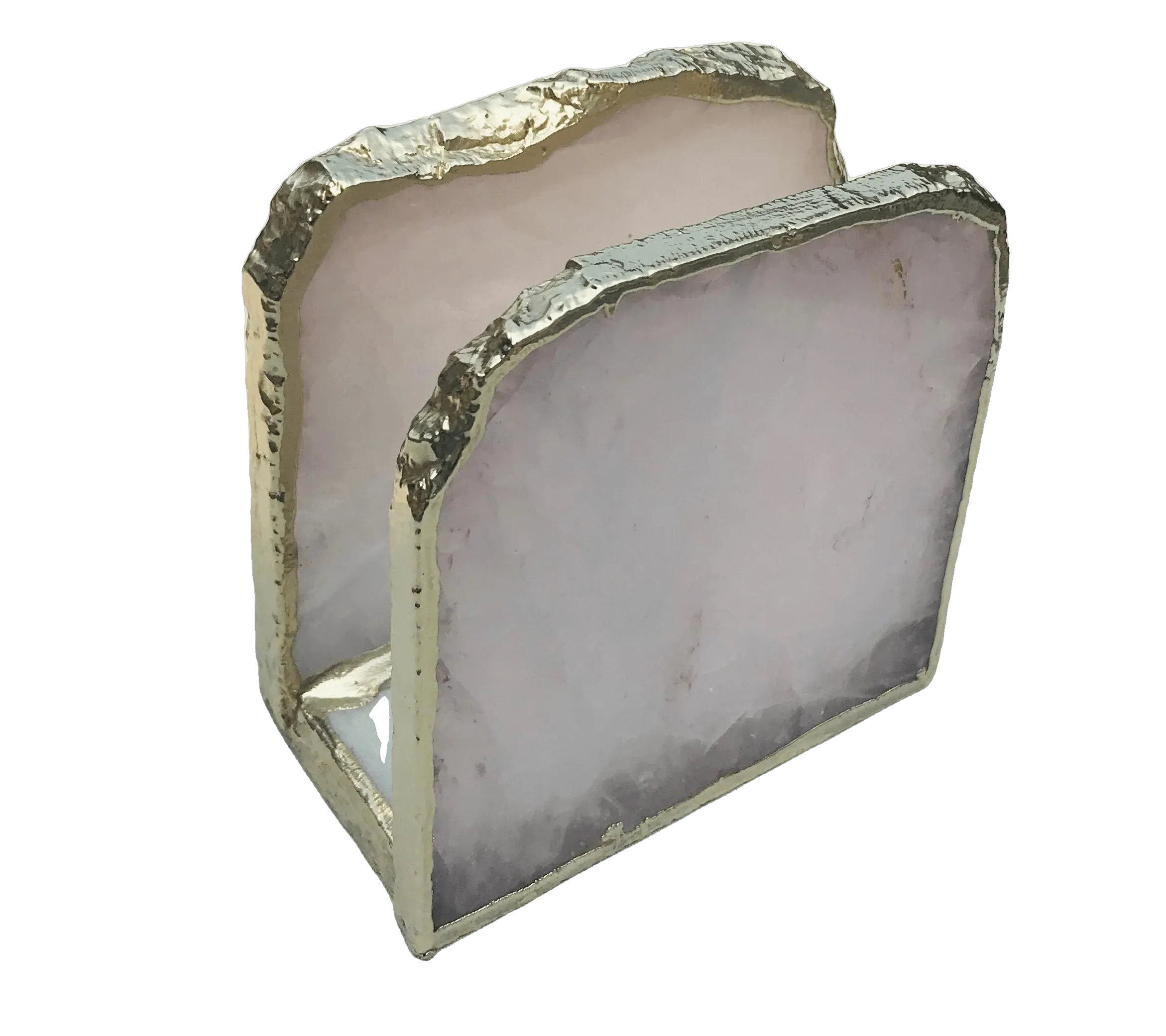 Rose Quartz Stone Napkin Holder
