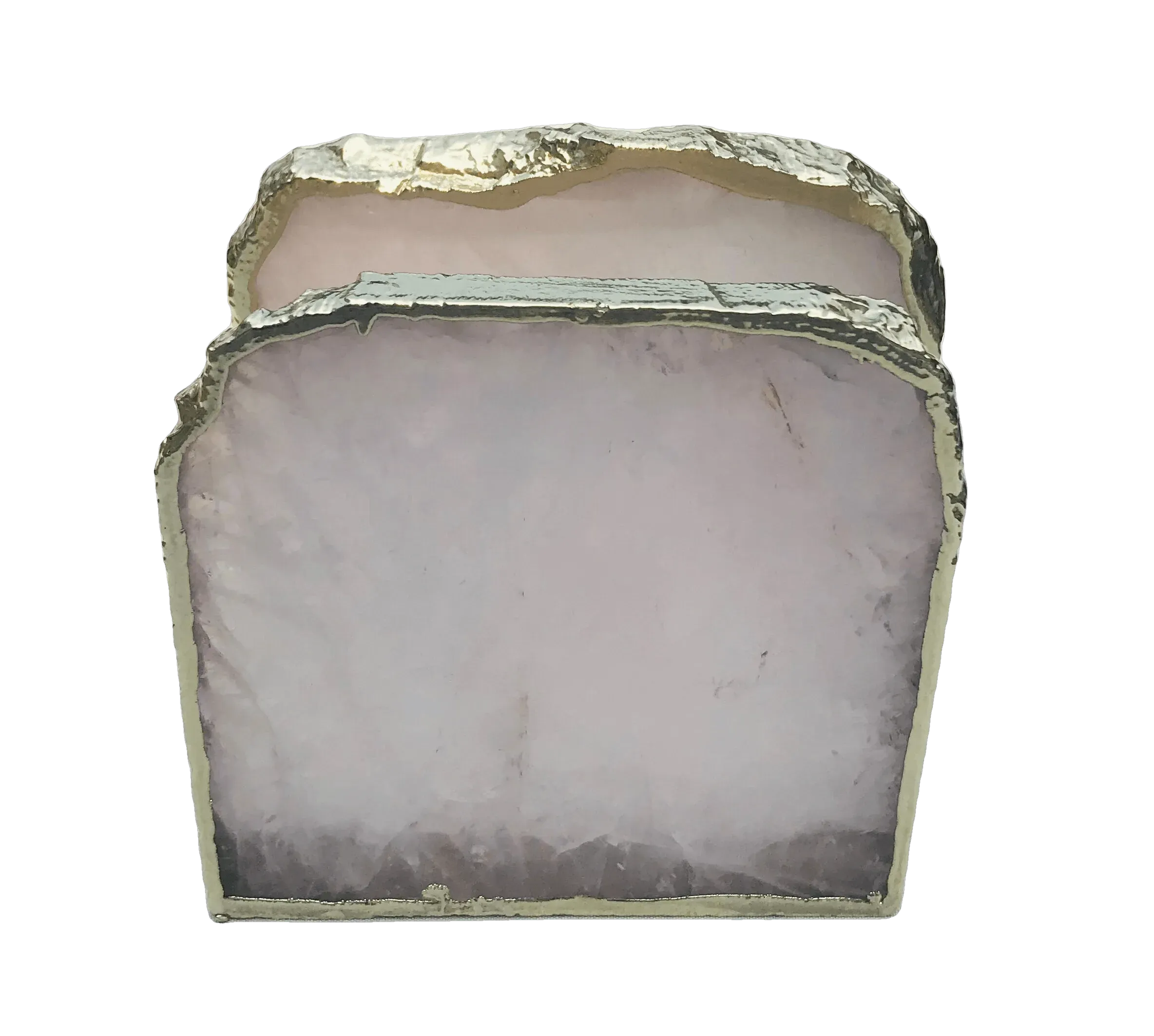 Rose Quartz Stone Napkin Holder