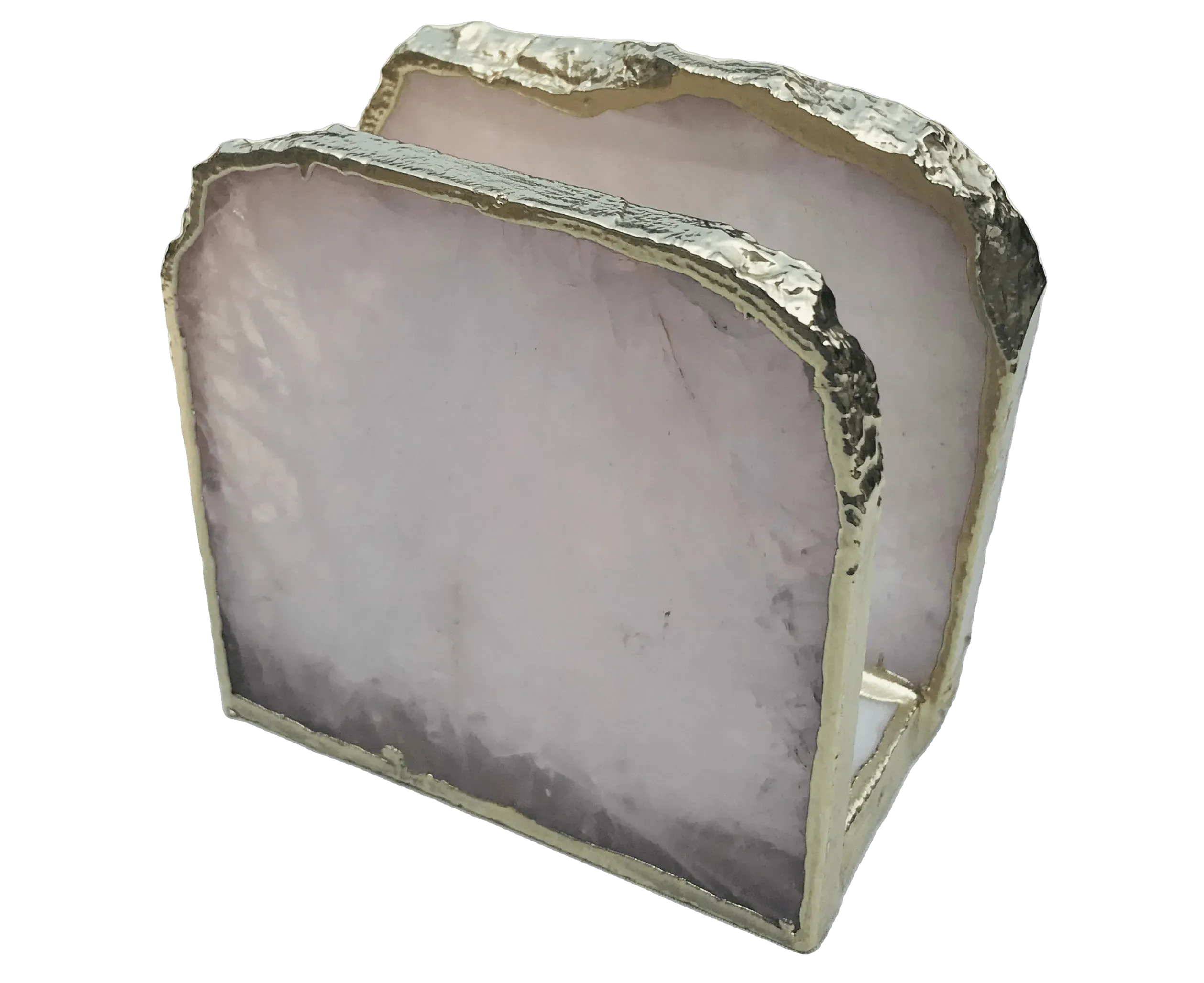 Rose Quartz Stone Napkin Holder