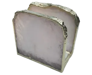 Rose Quartz Stone Napkin Holder