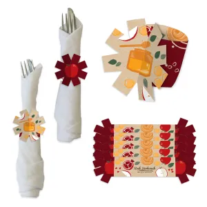 Rosh Hashanah - Jewish New Year Party Paper Napkin Holder - Napkin Rings - Set of 24