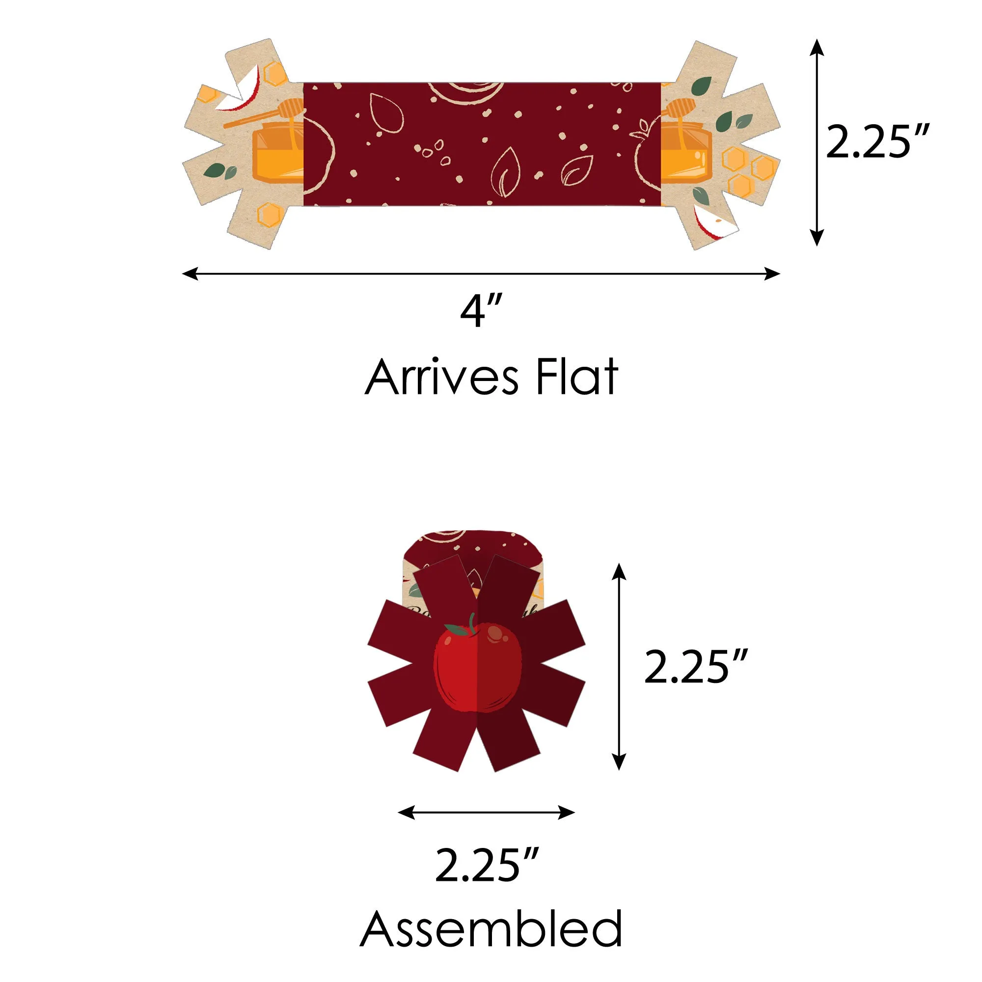 Rosh Hashanah - Jewish New Year Party Paper Napkin Holder - Napkin Rings - Set of 24