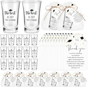 Roshtia 25 Set Graduation Gifts Party Favors Class of 2025 the Best Is Yet to Come Acrylic Shot Glasses with Thank You Cards and Organza Bags for High School College Grad Guests Return Gifts(Black)