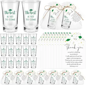 Roshtia 25 Set Graduation Gifts Party Favors Class of 2025 the Best Is Yet to Come Acrylic Shot Glasses with Thank You Cards and Organza Bags for High School College Grad Guests Return Gifts(Green)