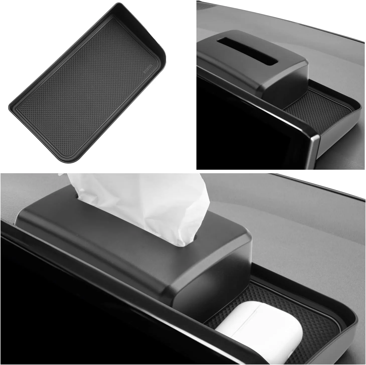 Ruiya Mitsubishi Outlander Behind Screen Organizer,for Mitsubishi Outlander 2022-2024 Accessories Dash Storage Tray with ETC Magnetic Tissue Box Compatible with 2022 2023 2024 Mitsubishi Outlander