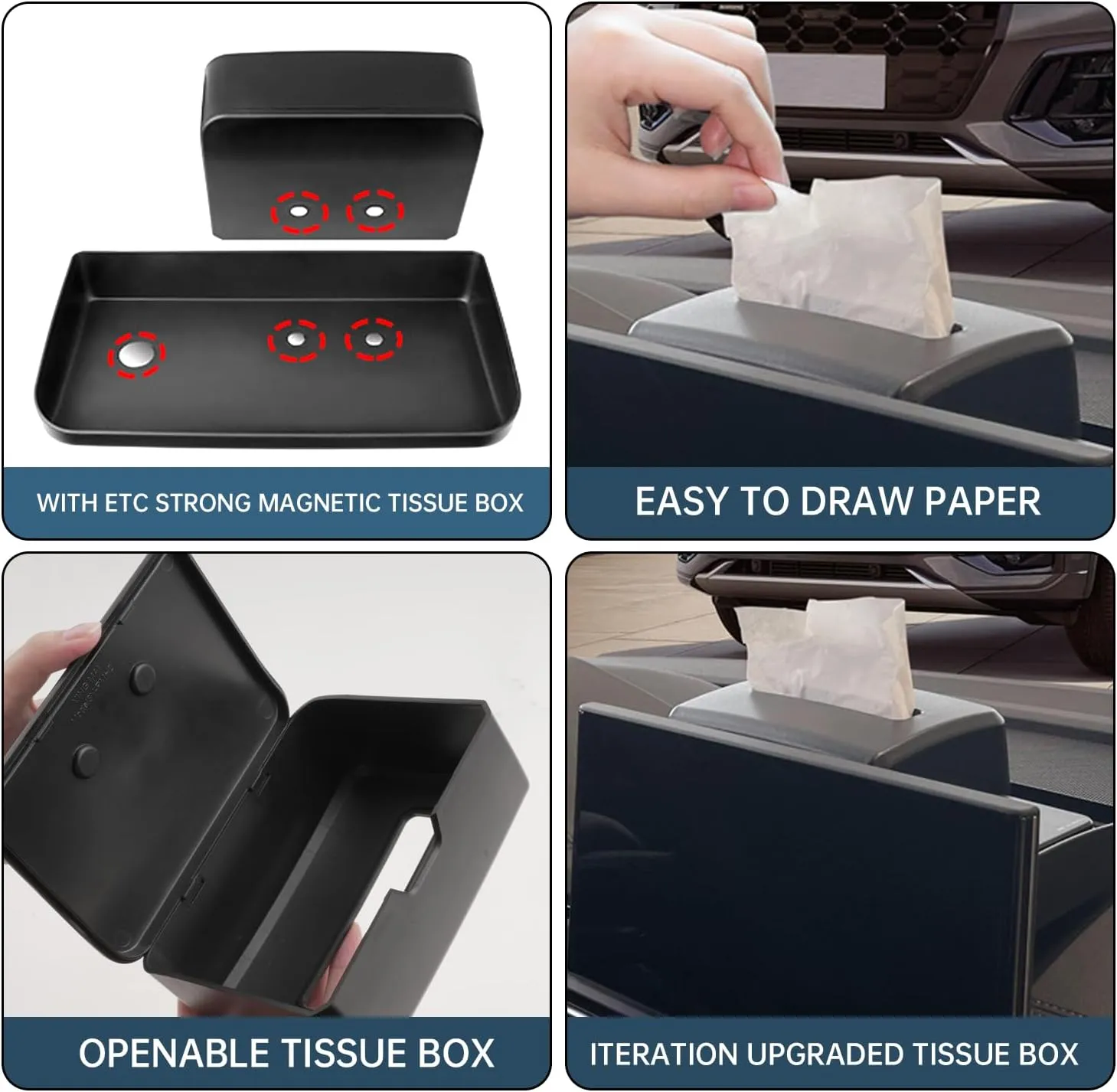 Ruiya Mitsubishi Outlander Behind Screen Organizer,for Mitsubishi Outlander 2022-2024 Accessories Dash Storage Tray with ETC Magnetic Tissue Box Compatible with 2022 2023 2024 Mitsubishi Outlander