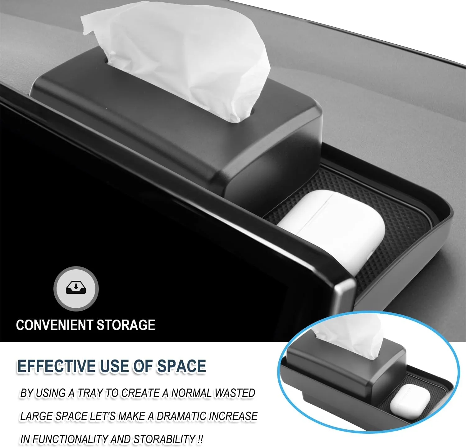 Ruiya Mitsubishi Outlander Behind Screen Organizer,for Mitsubishi Outlander 2022-2024 Accessories Dash Storage Tray with ETC Magnetic Tissue Box Compatible with 2022 2023 2024 Mitsubishi Outlander