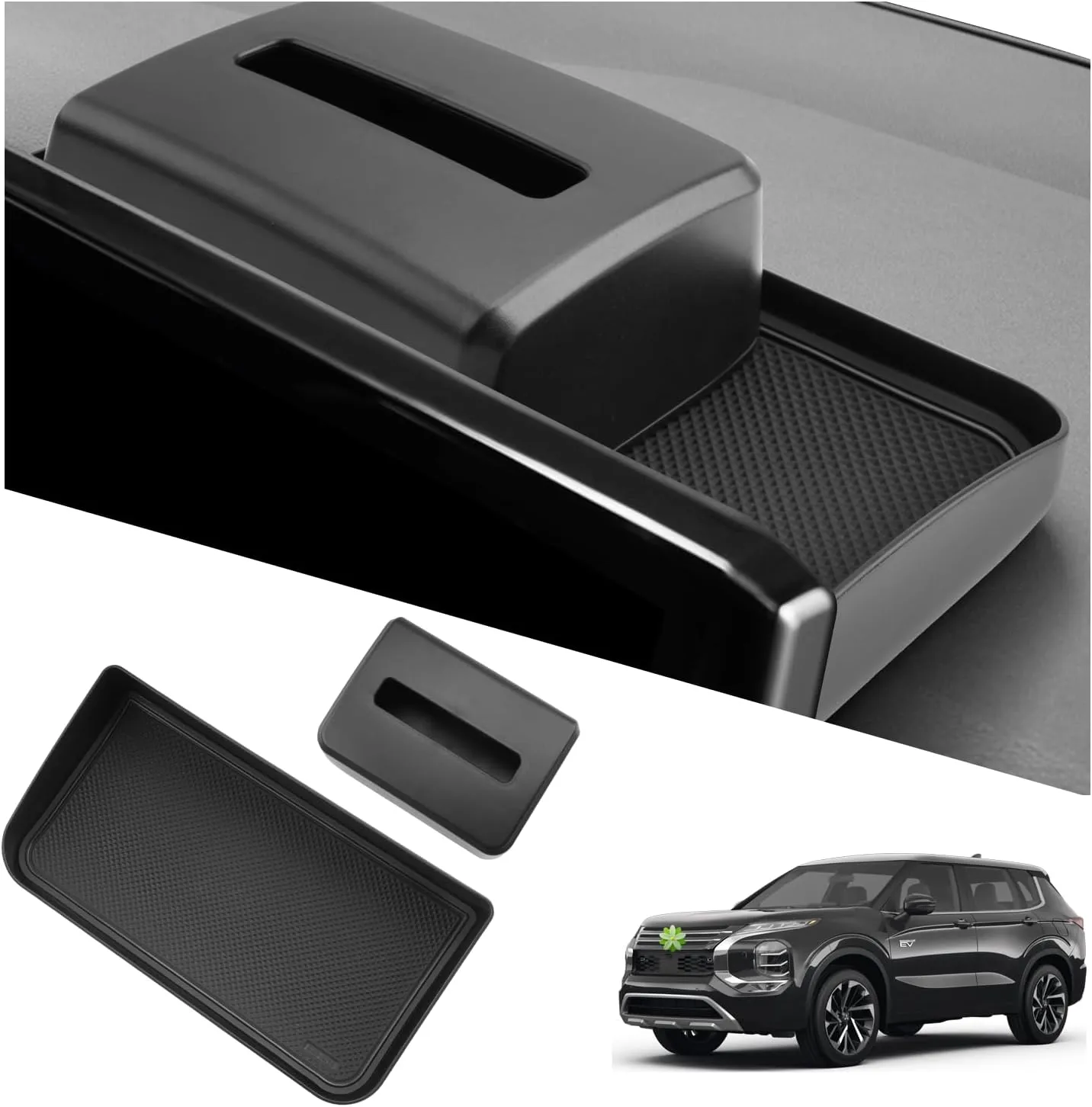 Ruiya Mitsubishi Outlander Behind Screen Organizer,for Mitsubishi Outlander 2022-2024 Accessories Dash Storage Tray with ETC Magnetic Tissue Box Compatible with 2022 2023 2024 Mitsubishi Outlander