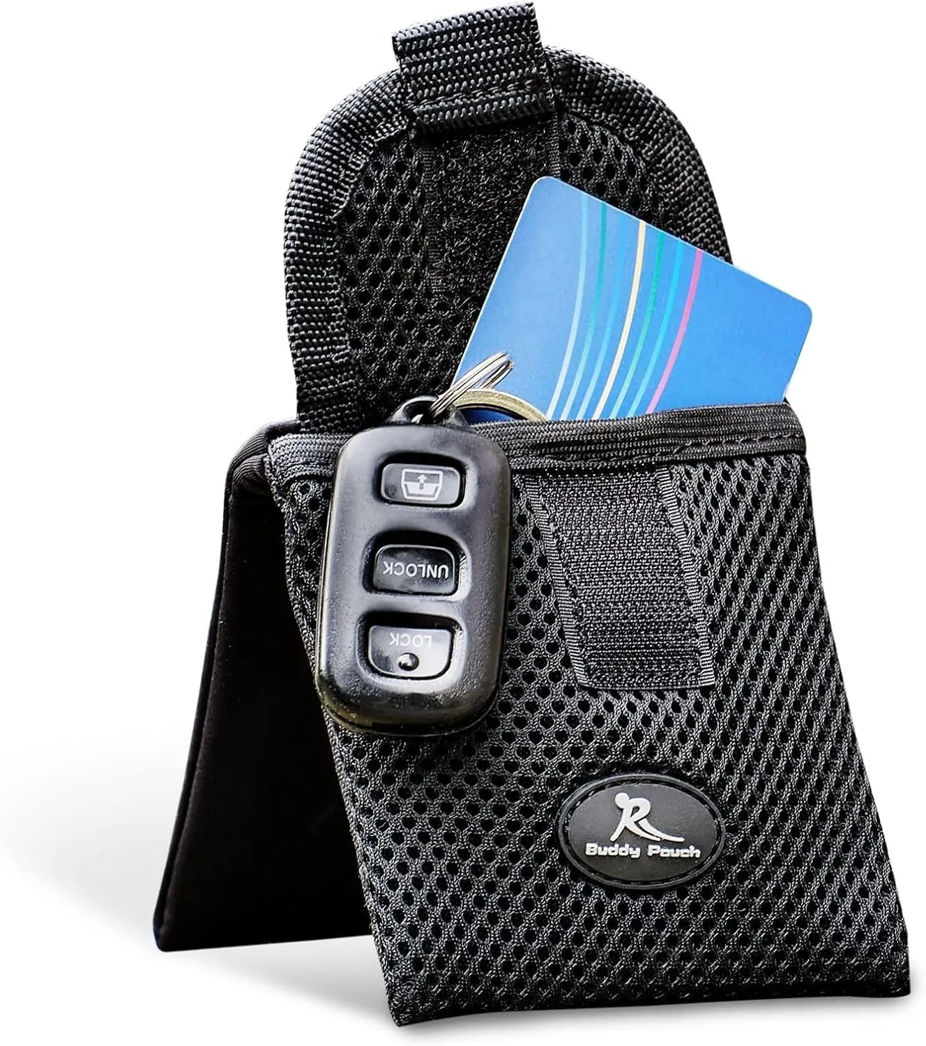 Running Buddy Magnetic Buddy Pouch - Mini | Beltless, Chafe & Bounce Free | Water-Resistant & Magnetic Closure | For Running, Walking, Traveling & More | For Men & Women| 3-3/4” Long x 4” Wide | Black